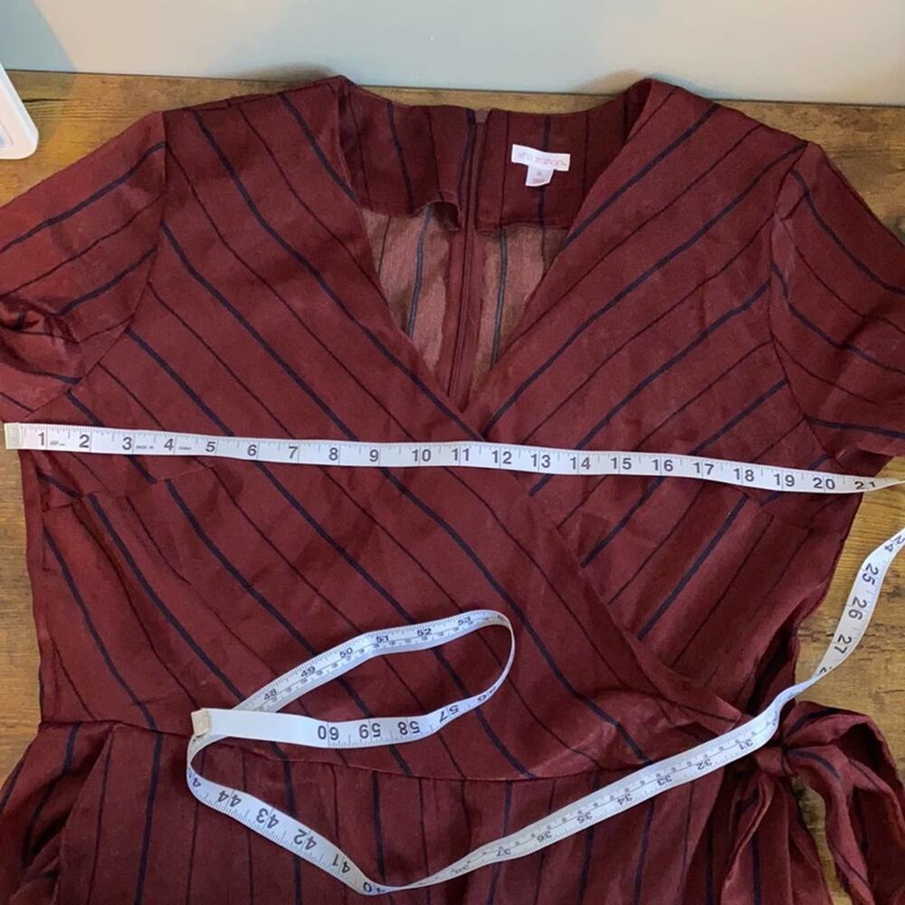 Xhilaration Burgundy & Black Striped Wrap Jumpsuit - Picture 6 of 11